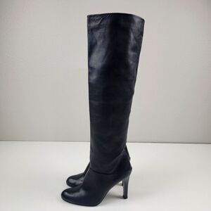 Stuart Weitzman Black Soft Leather Knee High OTK Tall Heel Boots Size Womens 8M